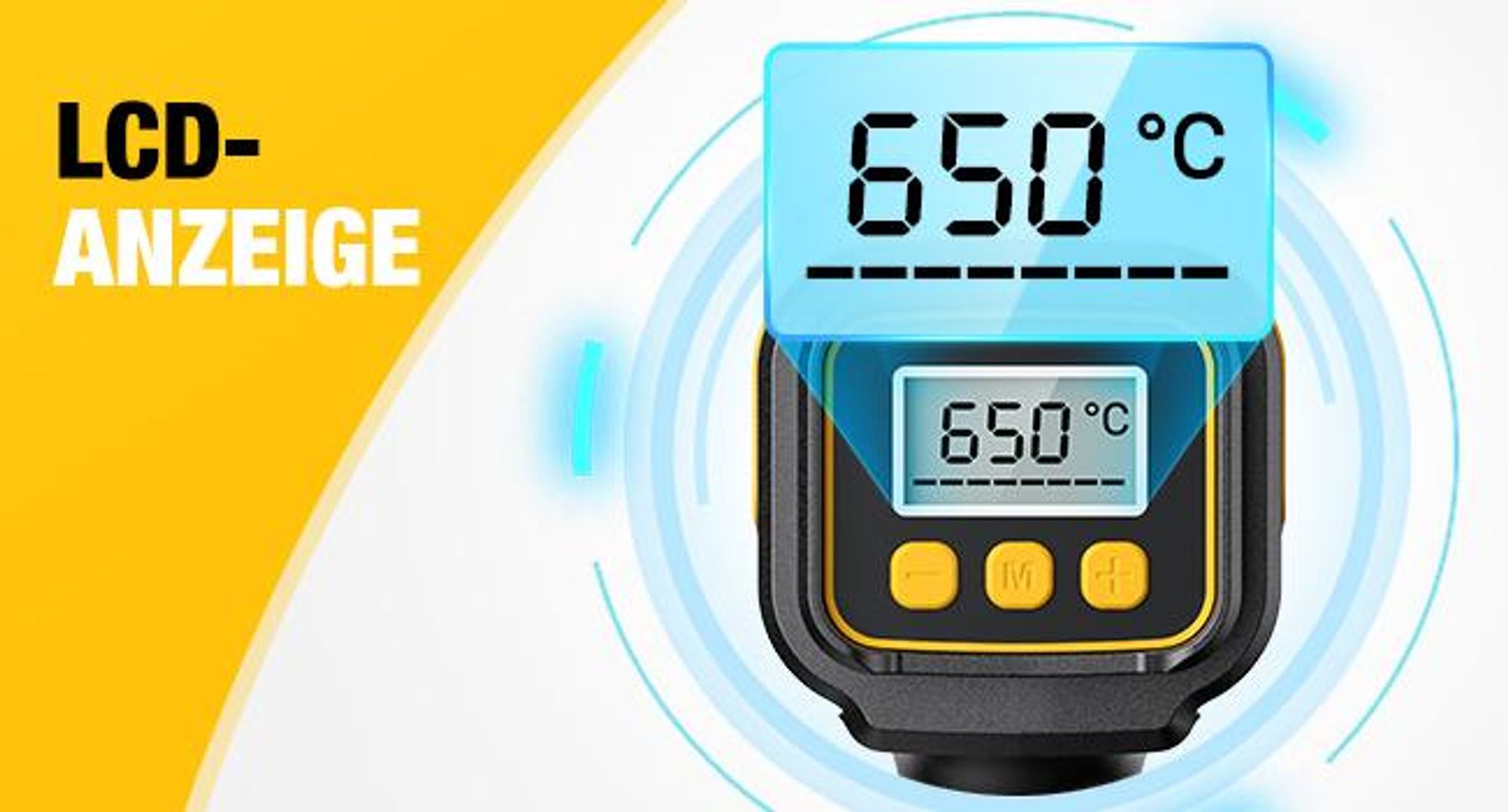Heißluftpistole, LCD-Digitalanzeige, 50-650℃ temperaturregelbar, Luftstrom einstellbar, Überlastschutz, für Basteln, Schrumpfen, Lackentfernung