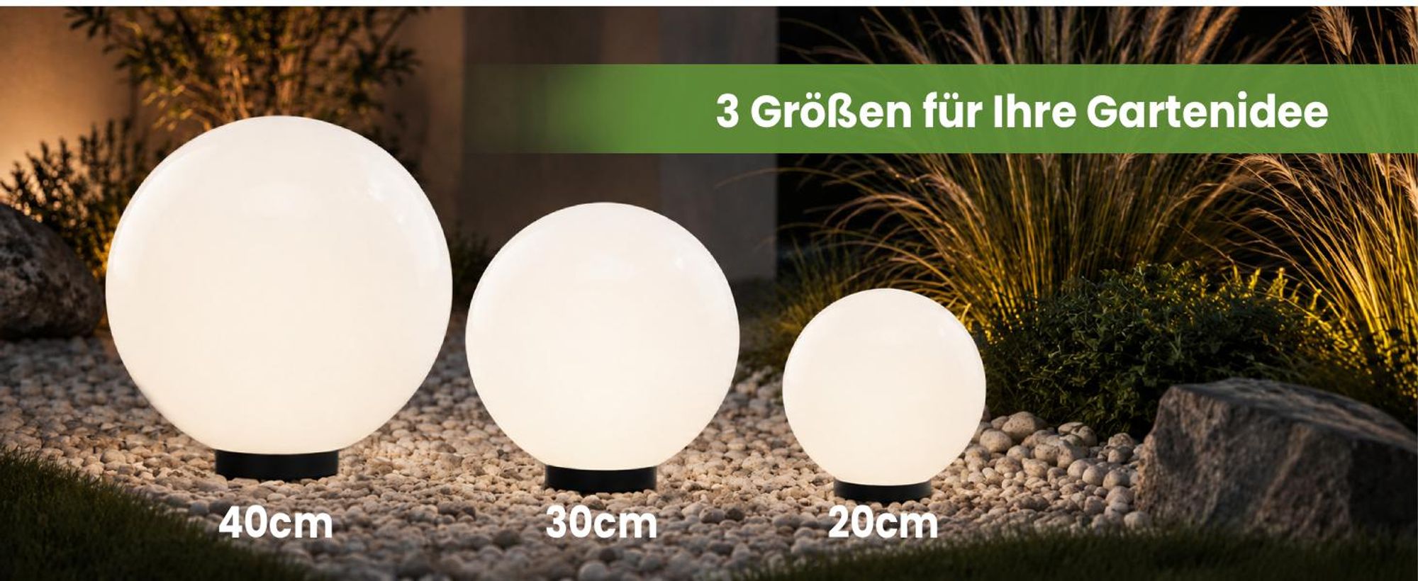 LUMILED Milchig Kugelleuchte 30cm Außen Außenkugelleuchte Kugellampe Weiß Gartenkugel Kugel Wegeleuchte IP44 E27 Fassung Anschlusskabel 1,95 m
