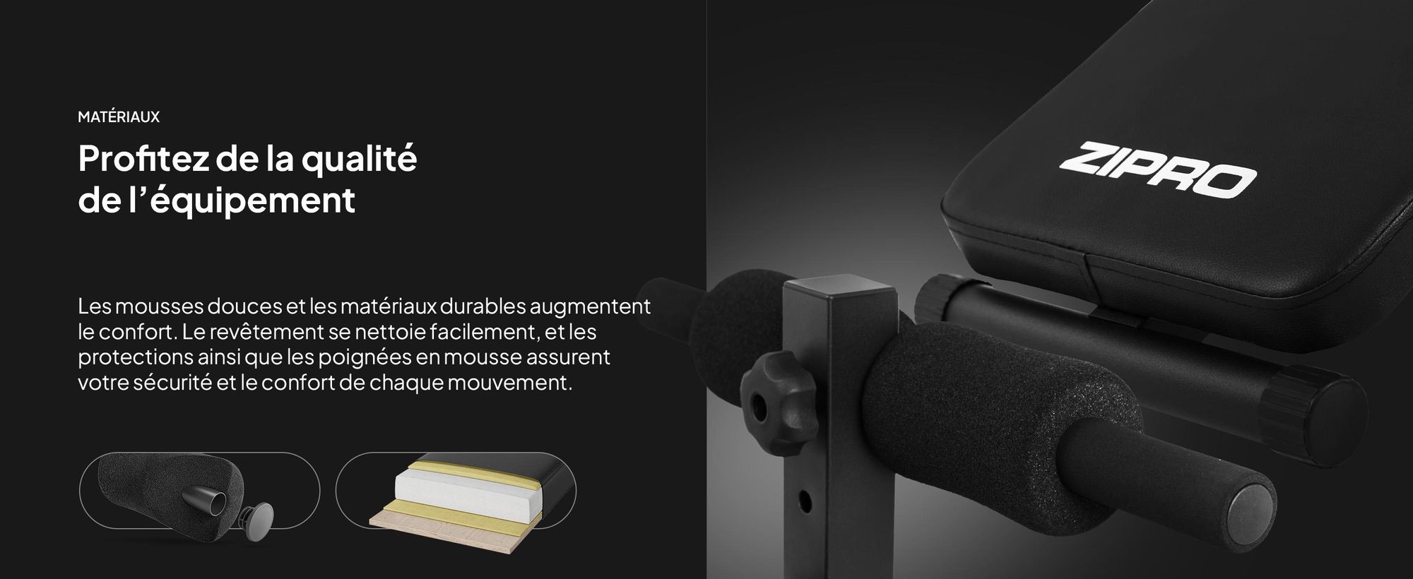 Zipro Banc incliné Slant – Banc de musculation pliable avec extenseurs Banc d'entraînement réglable pour la maison Banc négatif pour les abdominaux Résistant