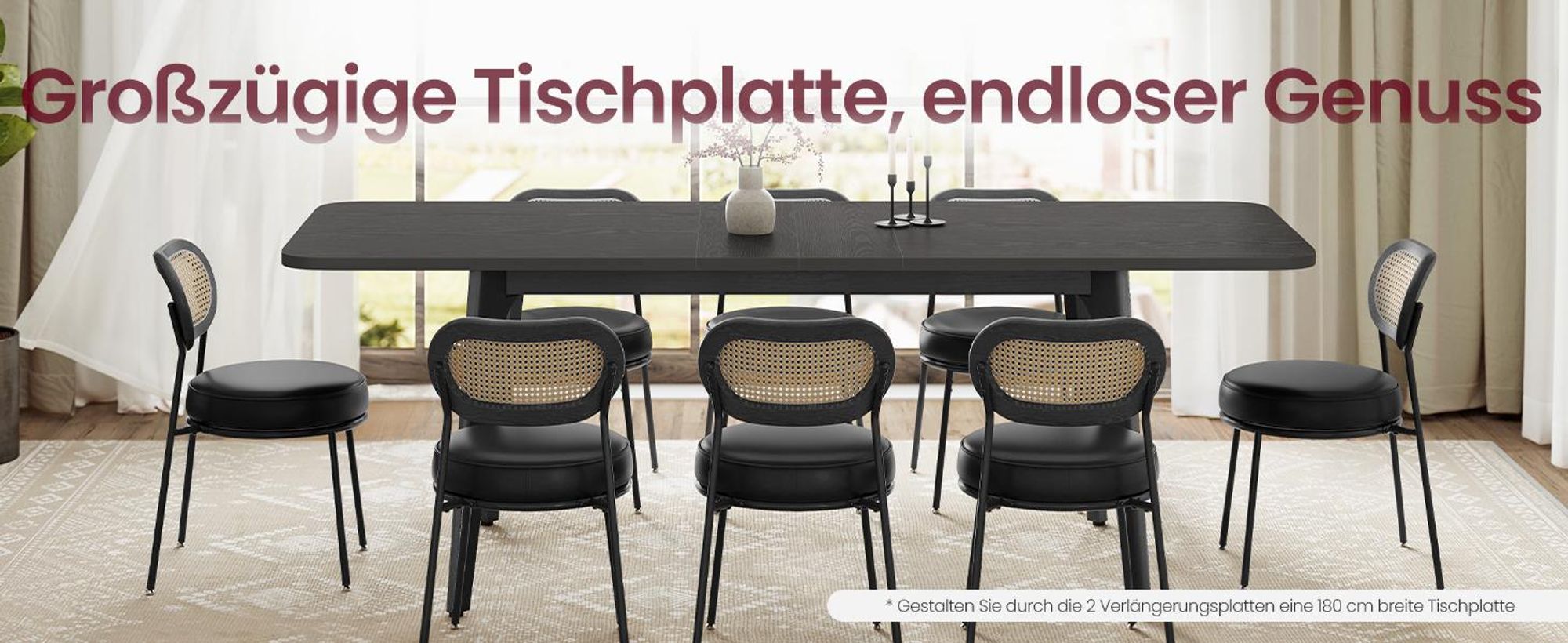 VASAGLE Essgruppe, 1 Küchentisch mit 4 Stühlen, Esszimmer-Set, Schwarz