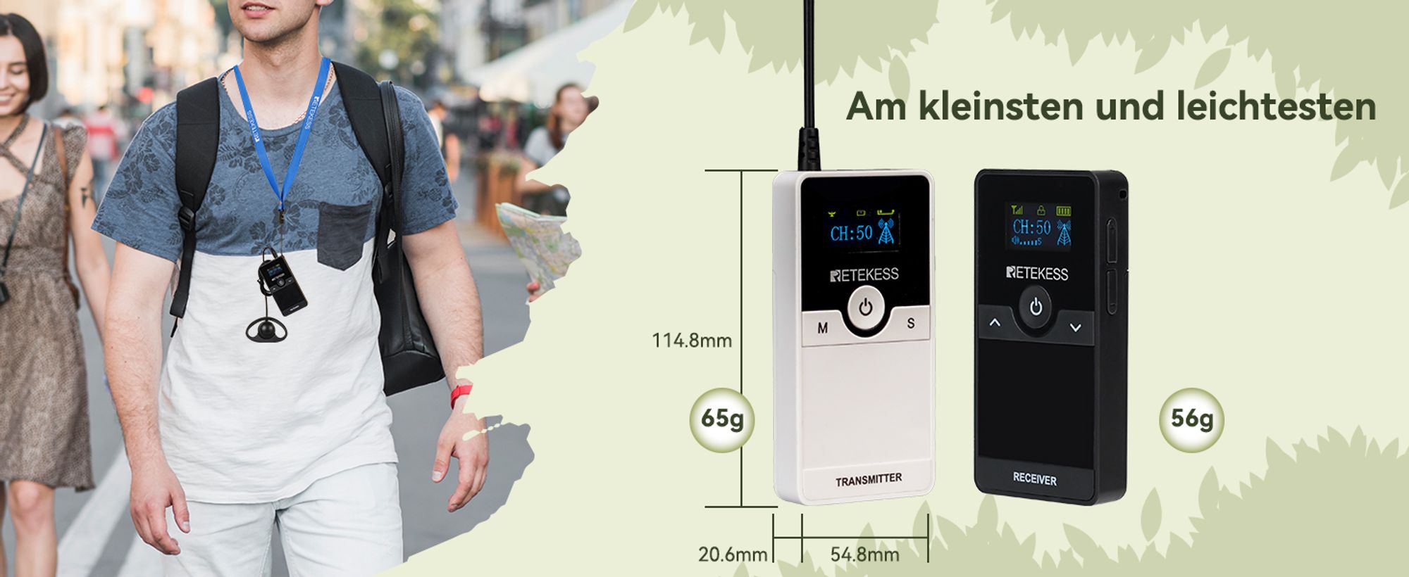 Retekess TT116 Tour Guide System, Drahtloses Reiseleitersystem, 200m, Erklärungssystem, D-Kopfhörer, mit 30 Loch Ladebox, für Tourismus, Fabrikführung