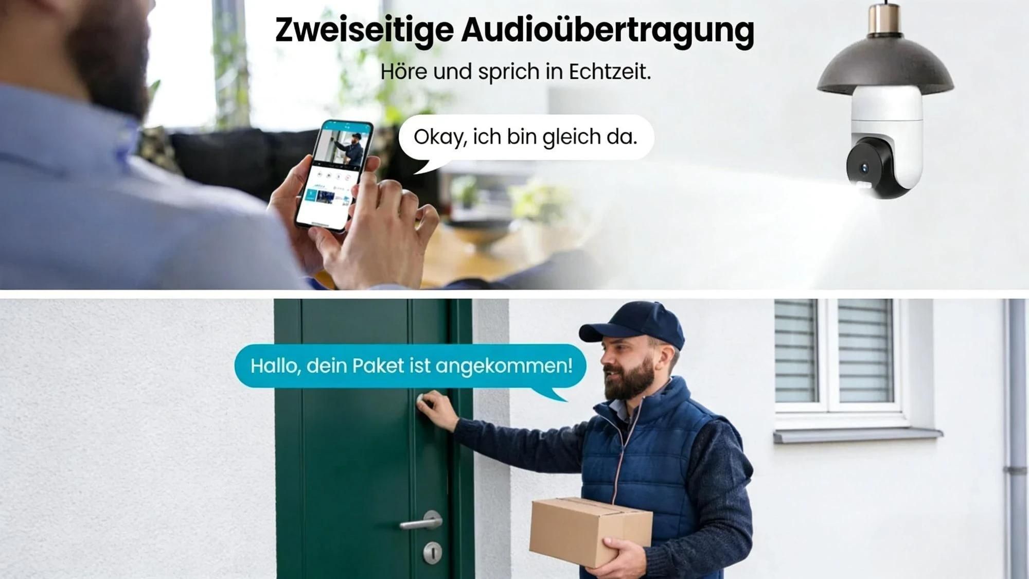 2K Überwachungskamera Aussen WLAN 355°/90° Schwenkbar WLAN Kamera Outdoor, 3MP WiFi Kamera mit KI-Erkennung Nachtsicht 2-Wege Audio mit Alexa