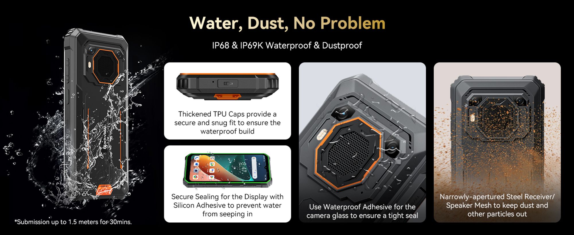 Blackview BV6200 Plus(2025) Outdoor Telefon komórkowy bez umowy, 11000mAh/18W/5W Ładowanie wsteczne, 24GB+256GB, Głośnik 98DB, 6,56", IP69, Gemini, NFC