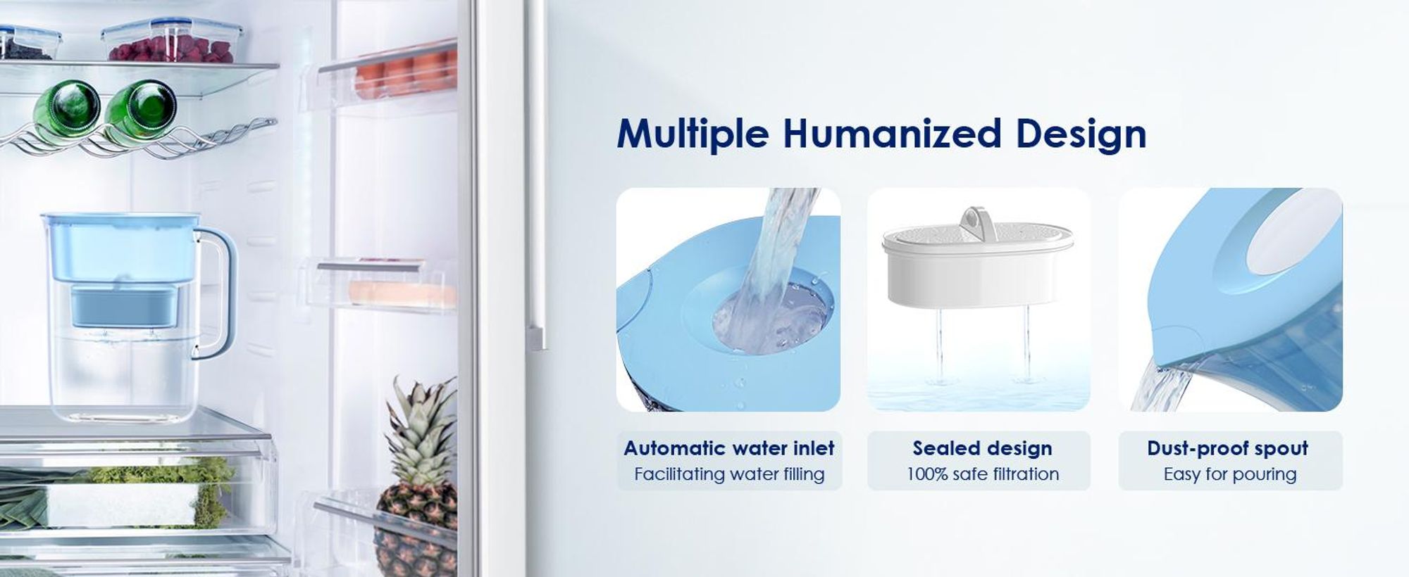 Waterdrop Lucid Wasserfilterkrug mit 4×90-Tage-Filter, 3,5 l, NSF-, BPA-frei, Blau (Ersatzfilter: WD-PF-01A Plus)