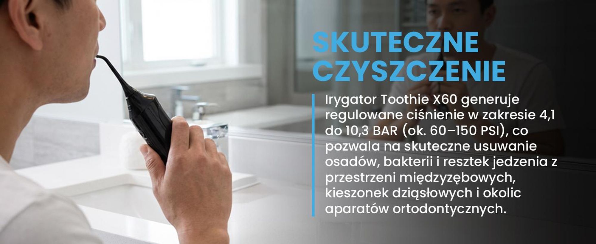 Wydajny irygator do jamy ustnej z baterią i etui podróżnym