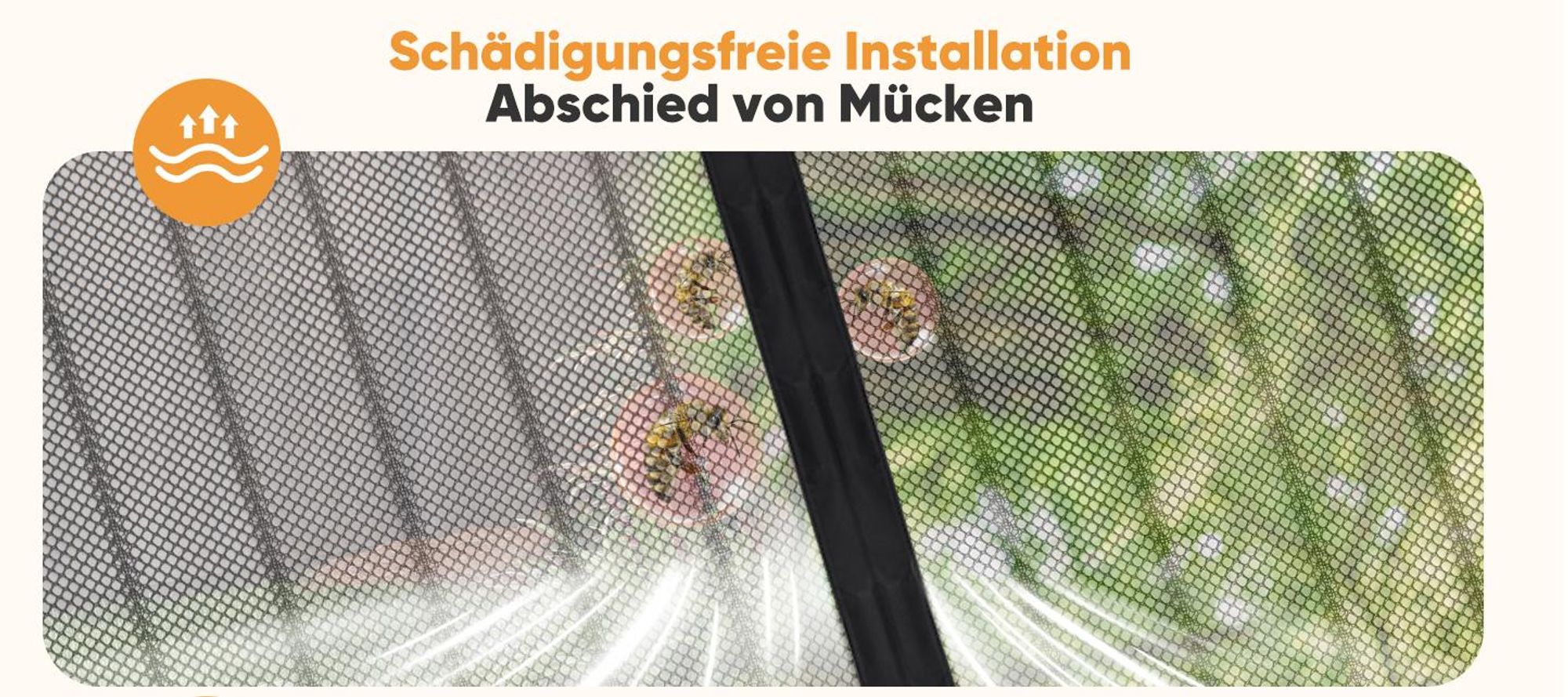 Sekey Fliegengitter Tür 90x210 cm – Magnet Insektenschutz für Balkon- & Haustüren, einfache Montage ohne Bohren, Schwarz