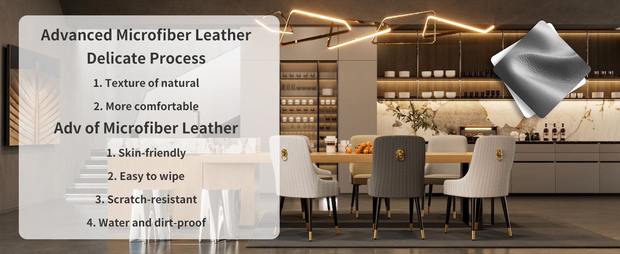 FATIVO 2 tlg. Esszimmerstühle Essstühle Polsterstuhl Stühle Esszimmer küchenstuhl Kunstleder+Metall Ergonomisch mit goldenem Löwenkopf