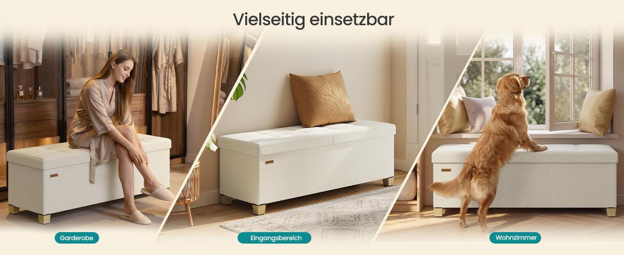 SONGMICS Sitzbank mit Stauraum, faltbare Sitztruhe mit Klappdeckel, Schlafzimmer Wohnzimmer, Leinenoptik, 110 cm, grau
