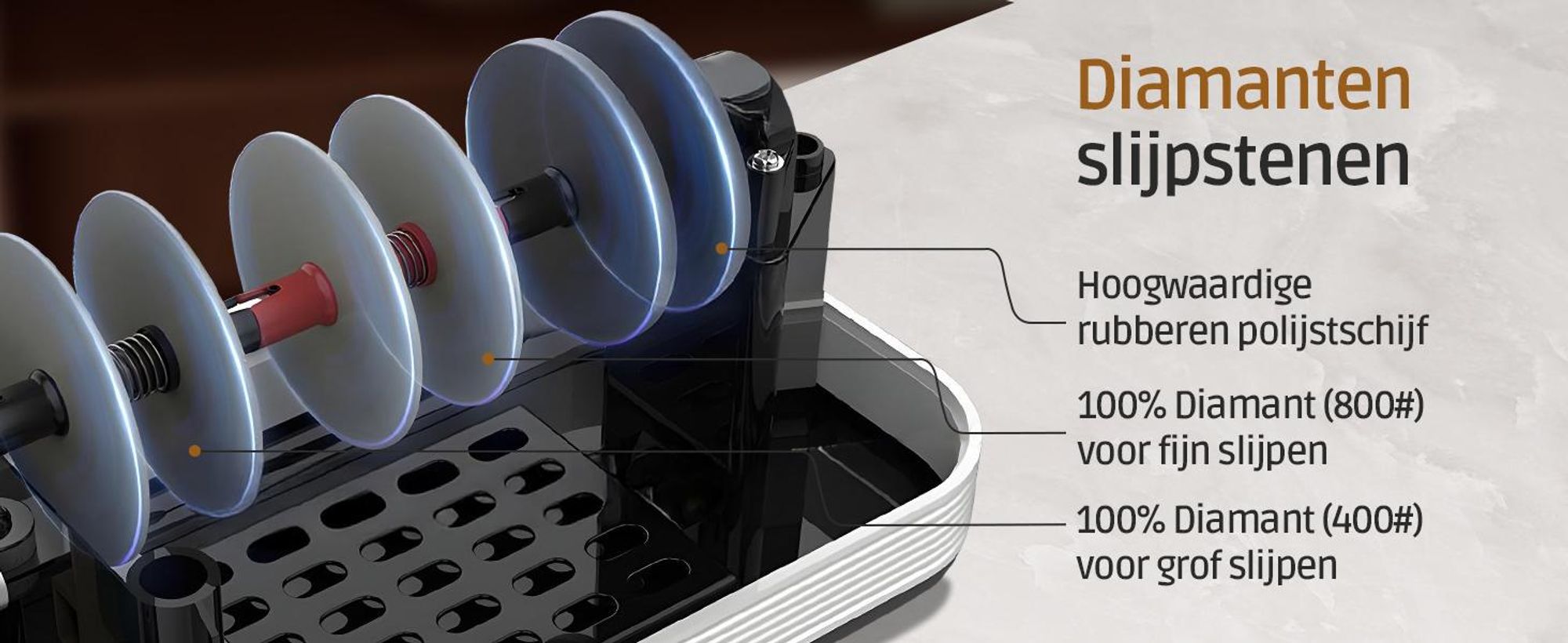 Olvy Elektrische messenverscherper PRO, Professionele diamanten messenverscherper, Schaar- en messen slijpmachine