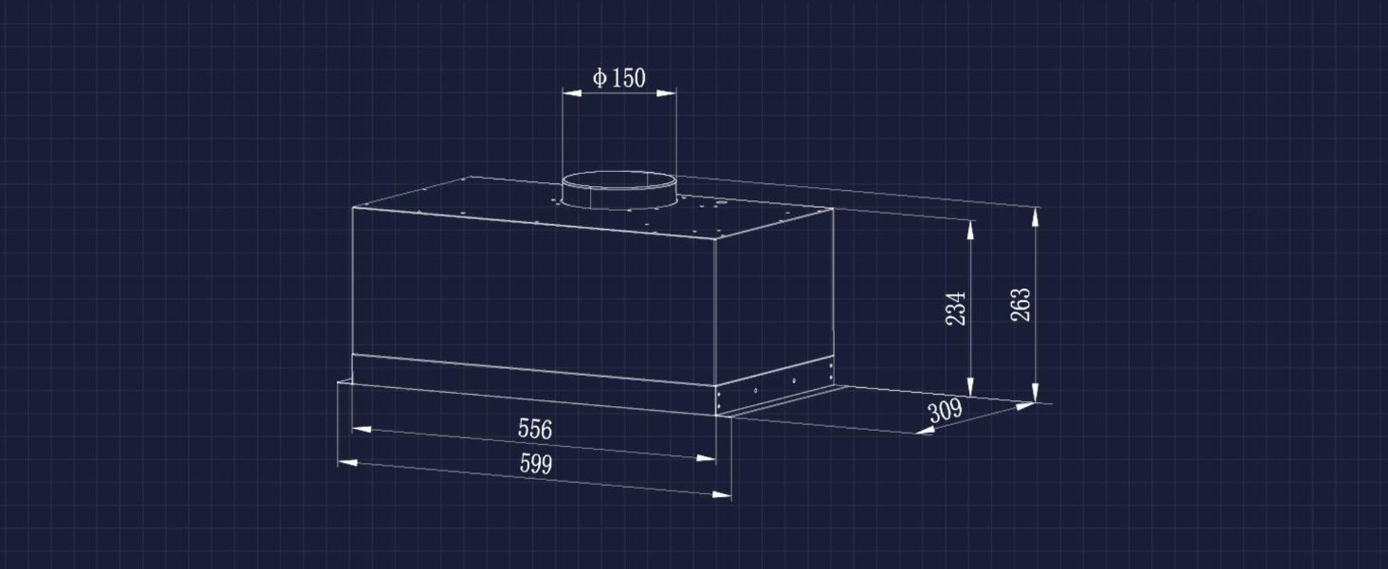 CIARRA A+++ 650 m³/h cofano sottopiano cofano da incasso 60 cm acciaio inox cofano da incasso nero ricircolo aria di scarico VMB6926A