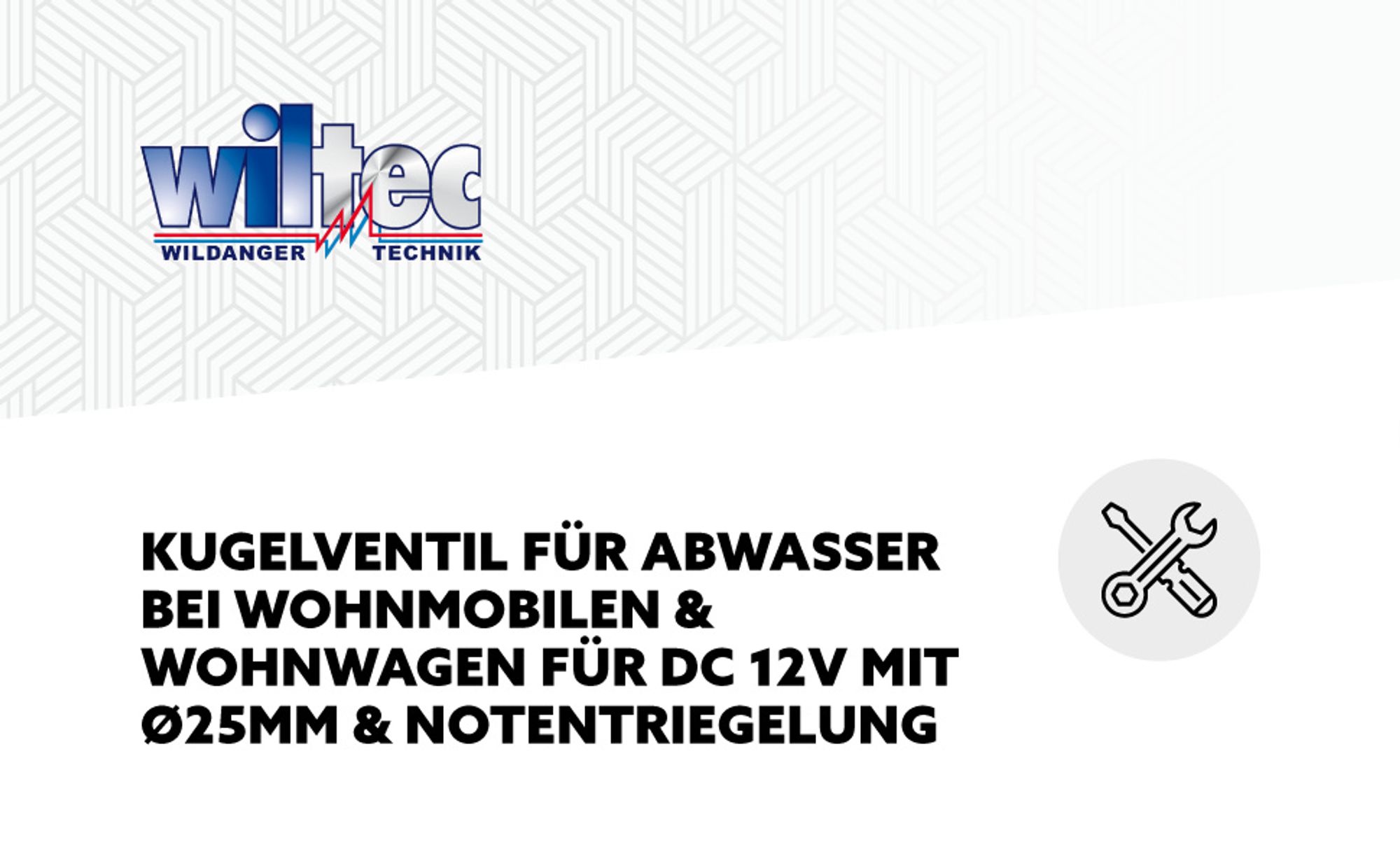 Wiltec Kugelventil für Abwasser Ø 25 mm (1"), Entleerungsventil für DC 12 V mit Notentriegelung, Rückschlagventil für Wohnmobil & Wohnwagen