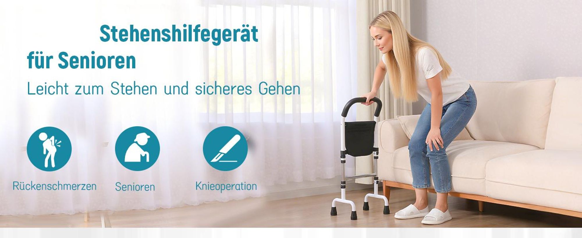Aufstehhilfe, Aufstehhilfe Sofa, Gehhilfe für Senioren, Höhenverstellbar, Stehhilfe Stabilität, für Bett, Toiletten, Sofa, Stabile Stehhilfe Senioren