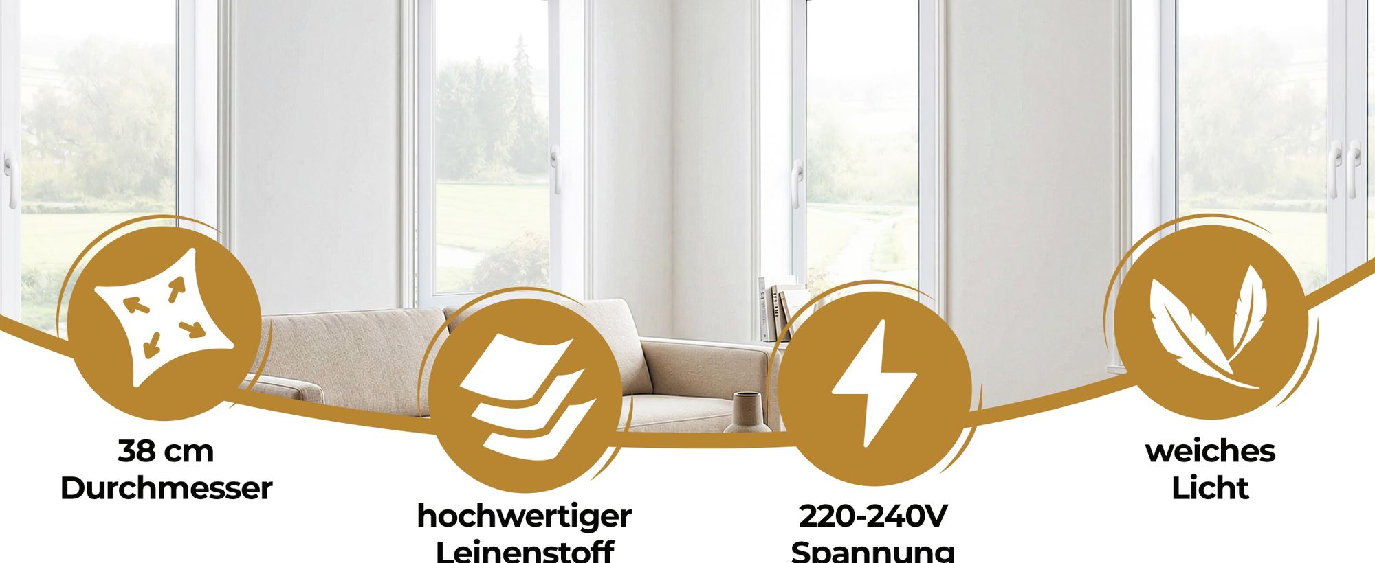 MONZANA® Deckenlampe Sternenhimmel Wohnzimmer Schlafzimmer E27 Schwarz Rund 38cm Stoffschirm 2-Flammig 40W Küche Lampe Deckenleuchte Stoffdeckenlampe