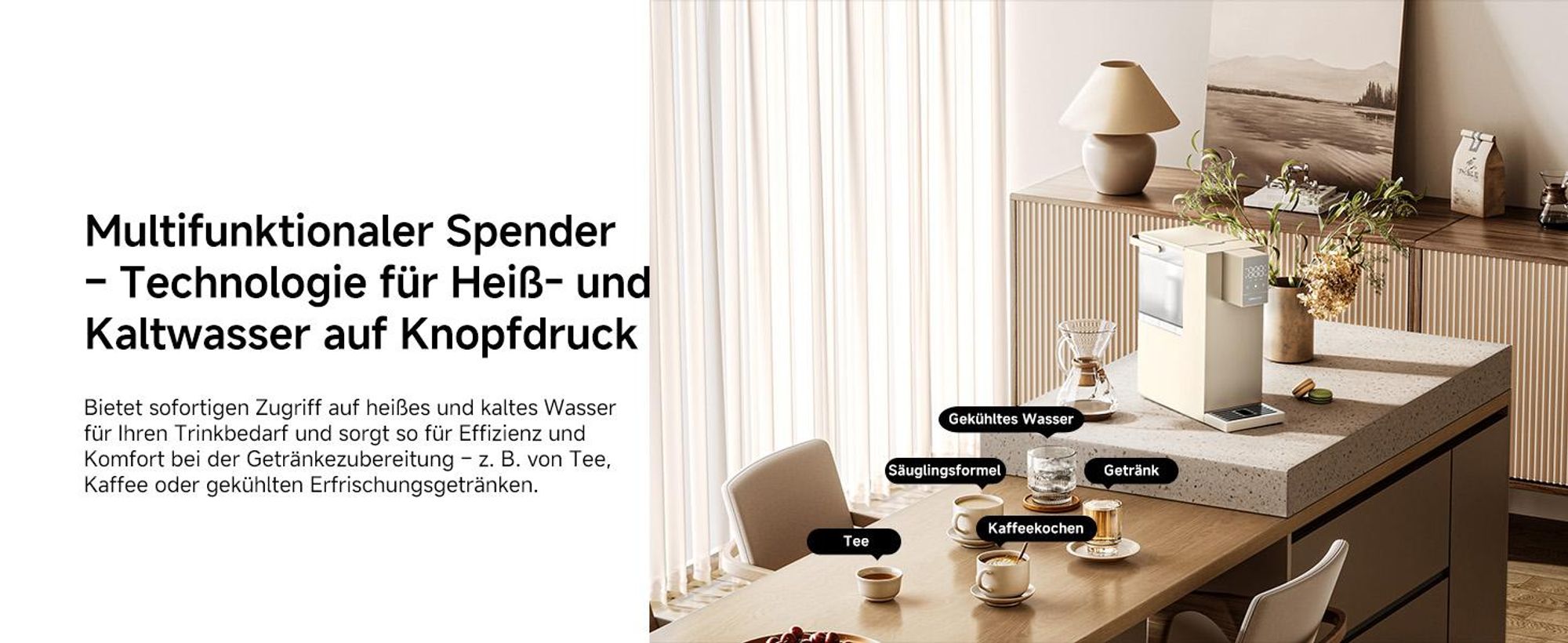 Dreame C10 Wasserspender Heißes und Kaltes Wasser Für Die Arbeitsplatte,Temperatur- und Durchflussregelung,UV-Sterilisationsfilter,Ohne Installation