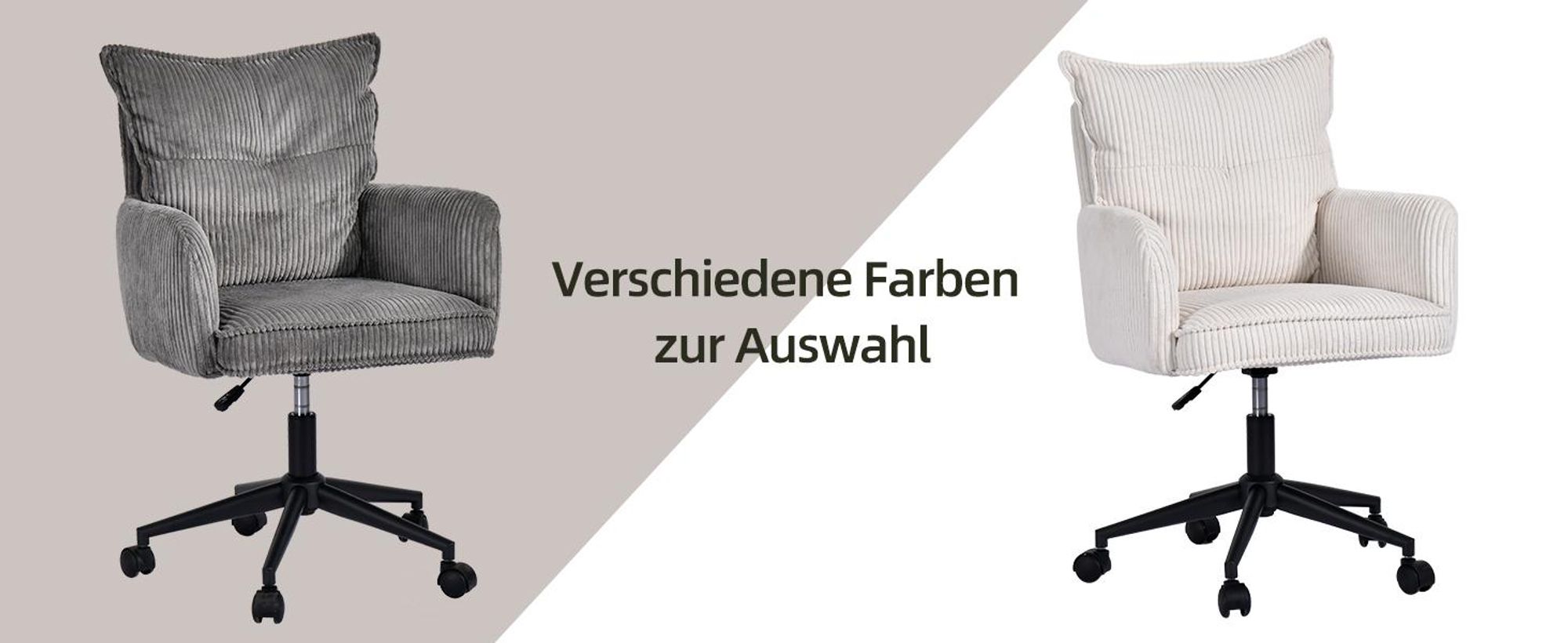 Duhome Bürostuhl Schreibtischstuhl aus Kordsamt, Drehstuhl Schminktisch Stuhl Höhenverstellbar Computerstuhl, Grau