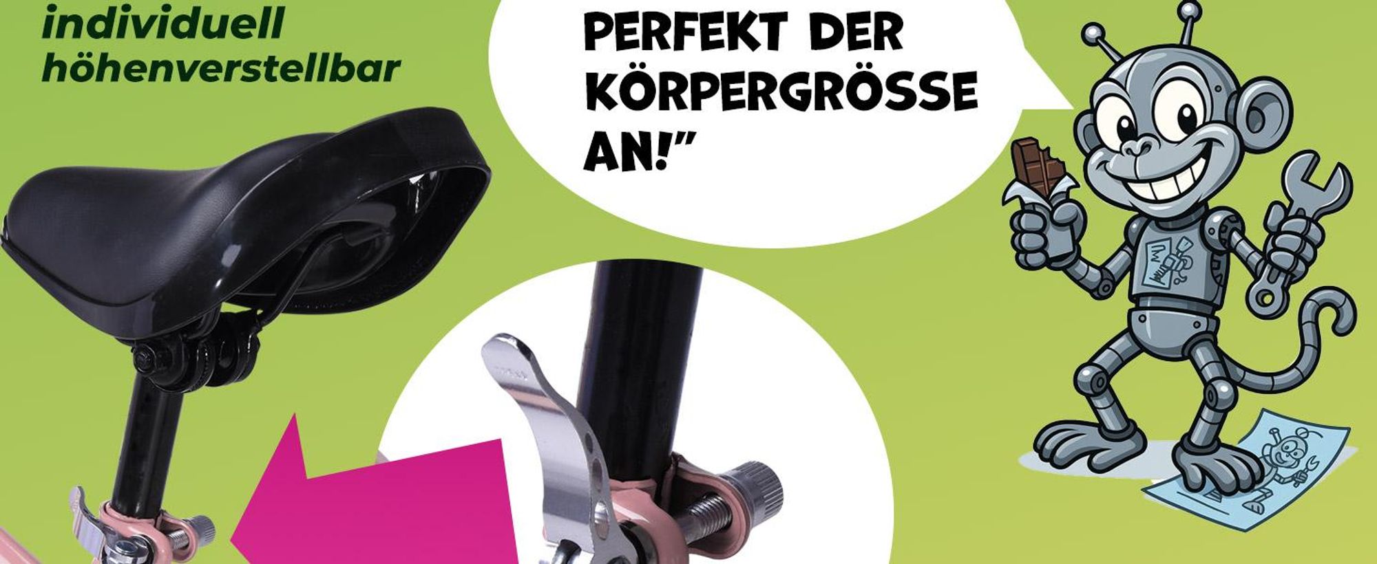 RENNMEISTER Kinderlaufrad mit Bremse Orange