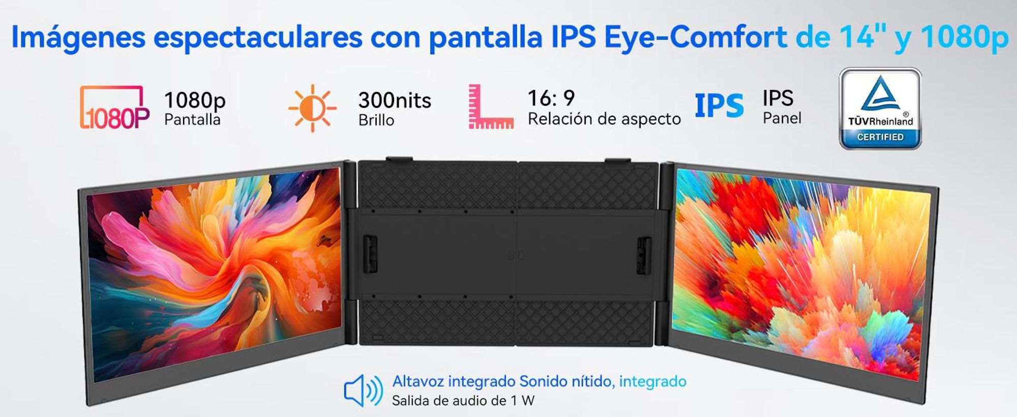 Blackview Pantalla portátil DCM6 de 14", monitor de doble pantalla para portátiles, ultradelgado, resolución FHD, compatible con portátiles de 13,3" a 17,3", giratorio 180°, para Windows/Mac/Android