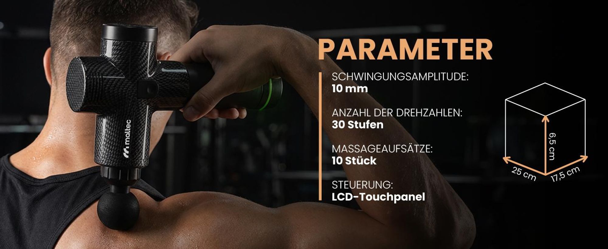 Massagepistole mit 10 Aufsätzen und großem Akku