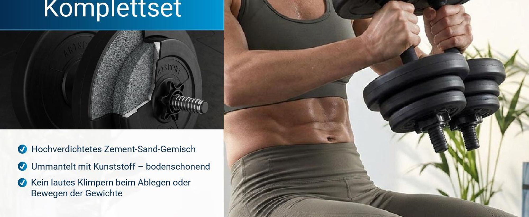 ArtSport 2er Hantelset 30kg - Kurzhantel Set mit 2 Kurzhanteln - 16 Gewichte