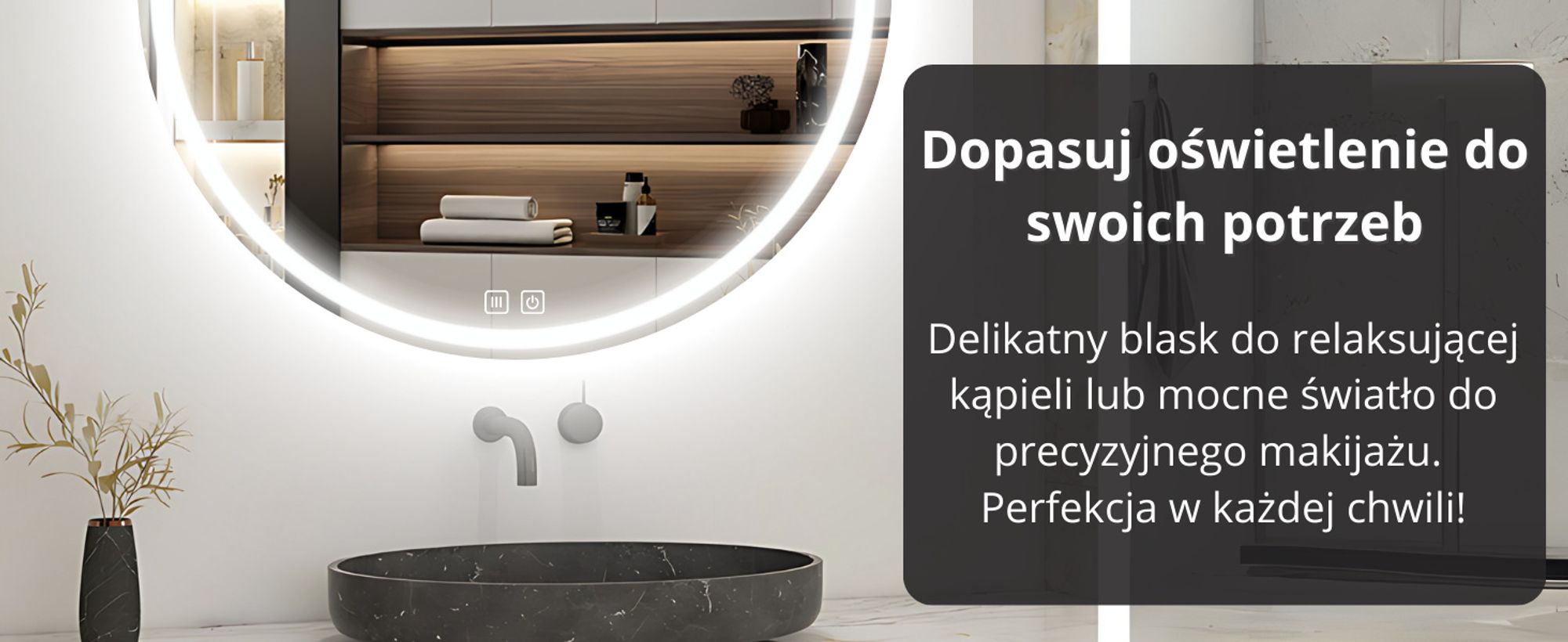 SAVE ®HOME Okrągłe lustro łazienkowe LED - 60 cm - PODŚWIETLANE - 3 BARWY ŚWIATŁA - ŚCIEMNIALNE - BEZ PARY - DOTYKOWE - LUSTRO ŚCIENNE
