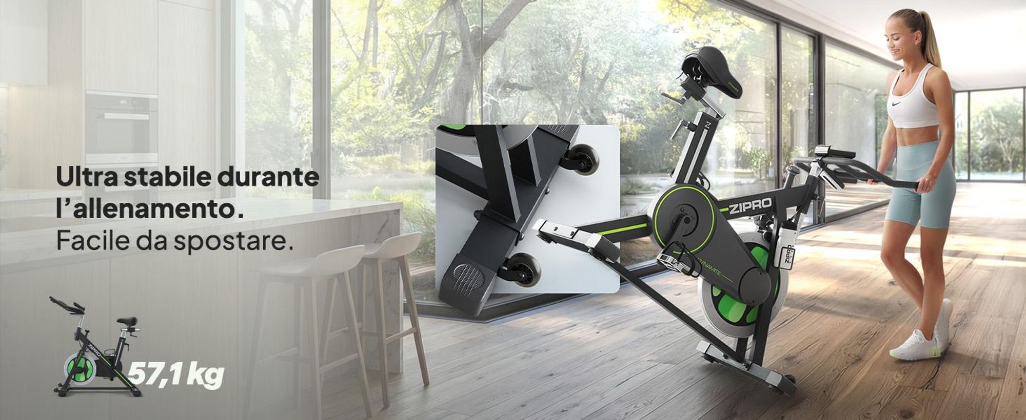 Zipro Cyclette Dynamite – Bicicletta magnetica per il fitness a casa Cyclette silenziosa con sella regolabile Display LCD Compatta e stabile