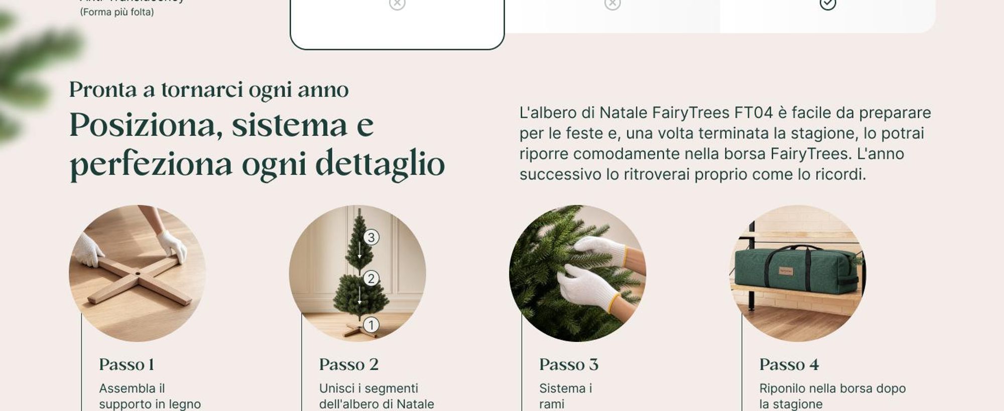 Albero di Natale artificiale FairyTrees 180cm pino naturale con supporto in legno | Abete di Natale con pigne naturali e punte bianche innevate | Facile da Montare | Prodotto in EU
