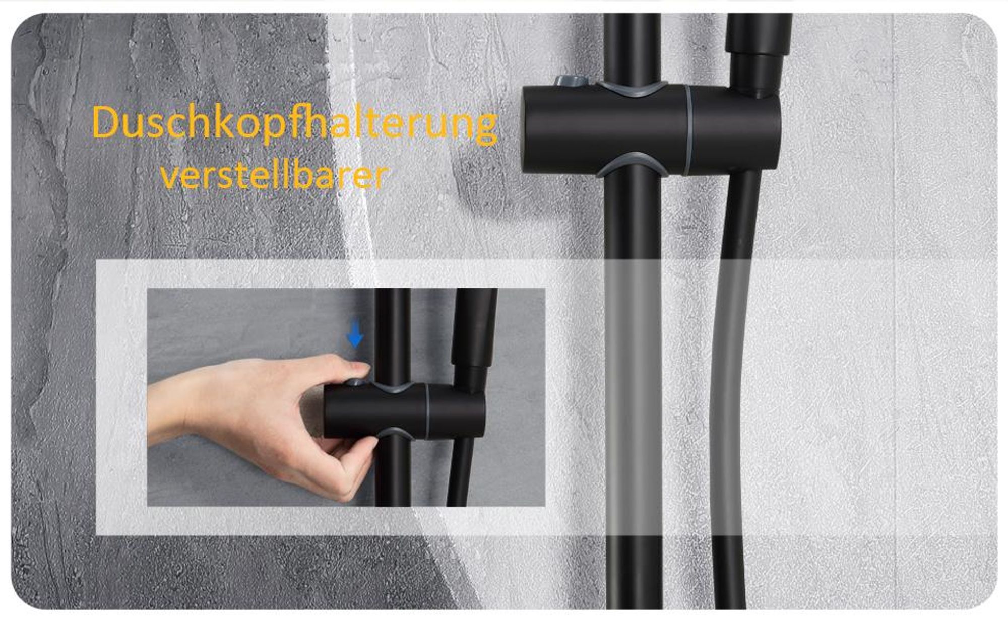 CECIPA Duschset Schwarz Duschsystem Regenduschset ohne Armatur,mit 22cm Kopfbrause Rund und 3 Modus Duschkopf Handbrause,Höhenverstellbar Duschstange Regendusche für Badzimmer