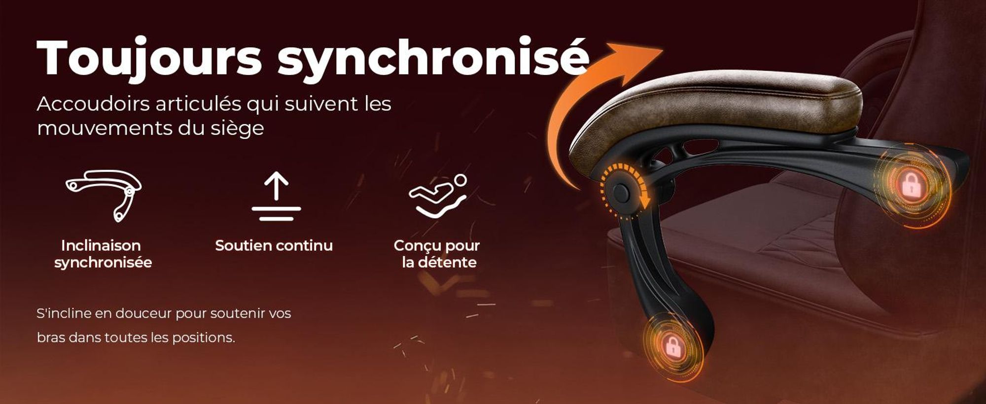 Fauteuil gaming GTPLAYER, fauteuil de bureau, fauteuil PC ergonomique, fauteuil pivotant réglable en hauteur, accoudoirs avec mécanisme synchrone, coussin lombaire, appui-tête
