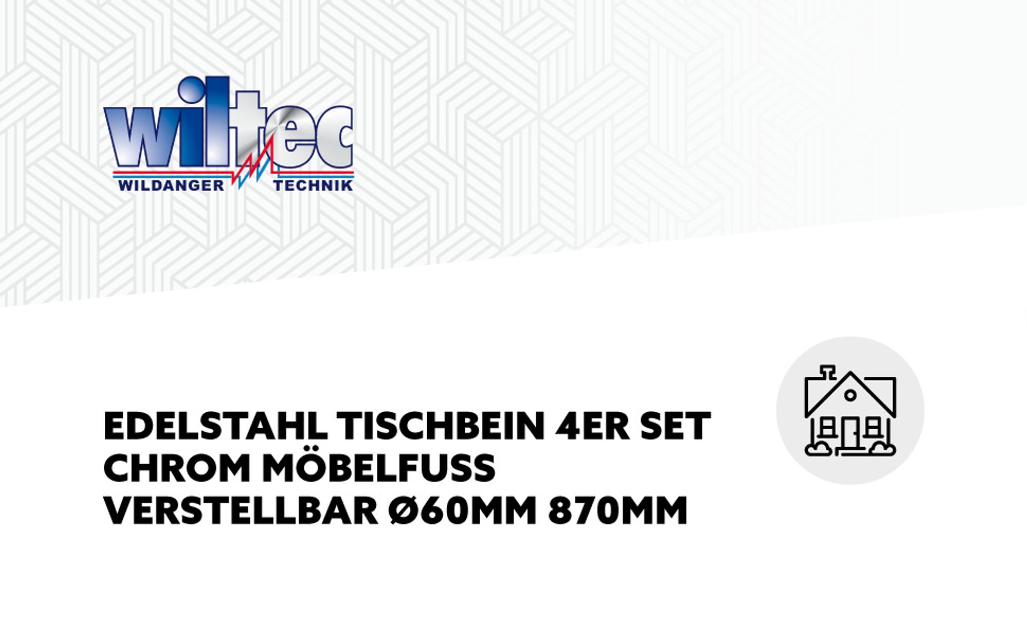 Wiltec Edelstahl Tischbein 4er Set Möbelfuss Verstellbar Ø60mm 870mm Chrom