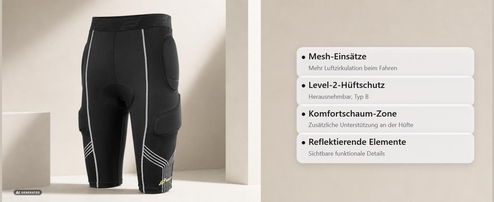 Bogotto PRO-RXS Protektoren Shorts, schwarz, M