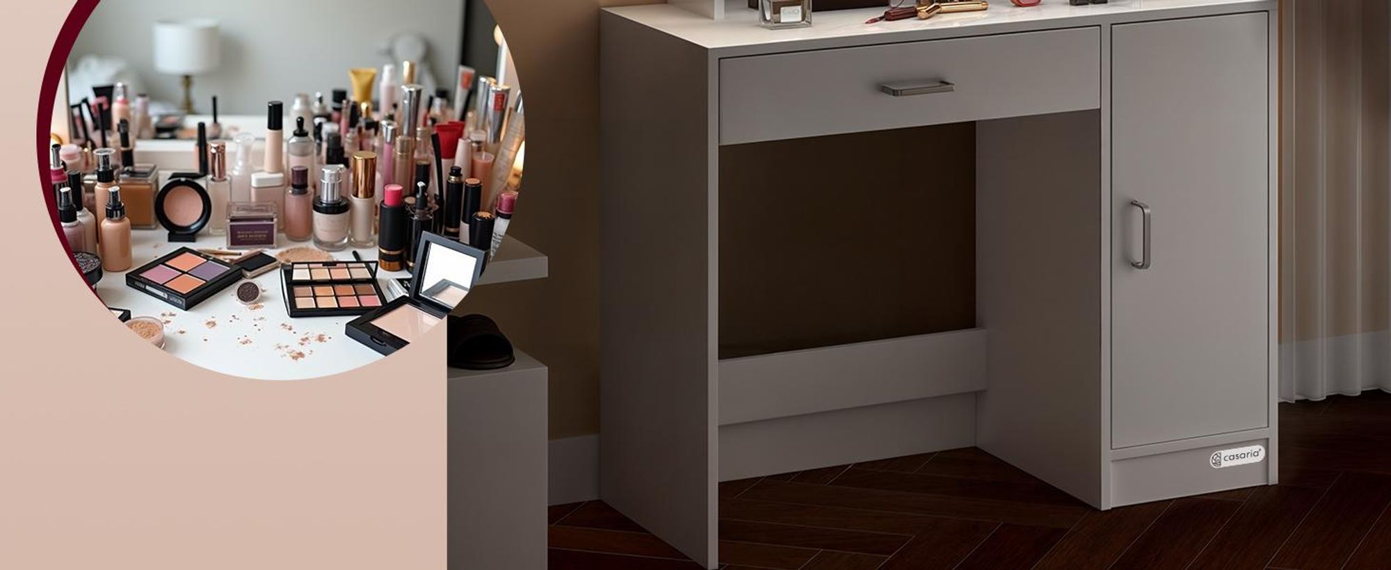CASARIA Schminktisch mit Spiegel und LED Beleuchtung 90 x 40 cm
