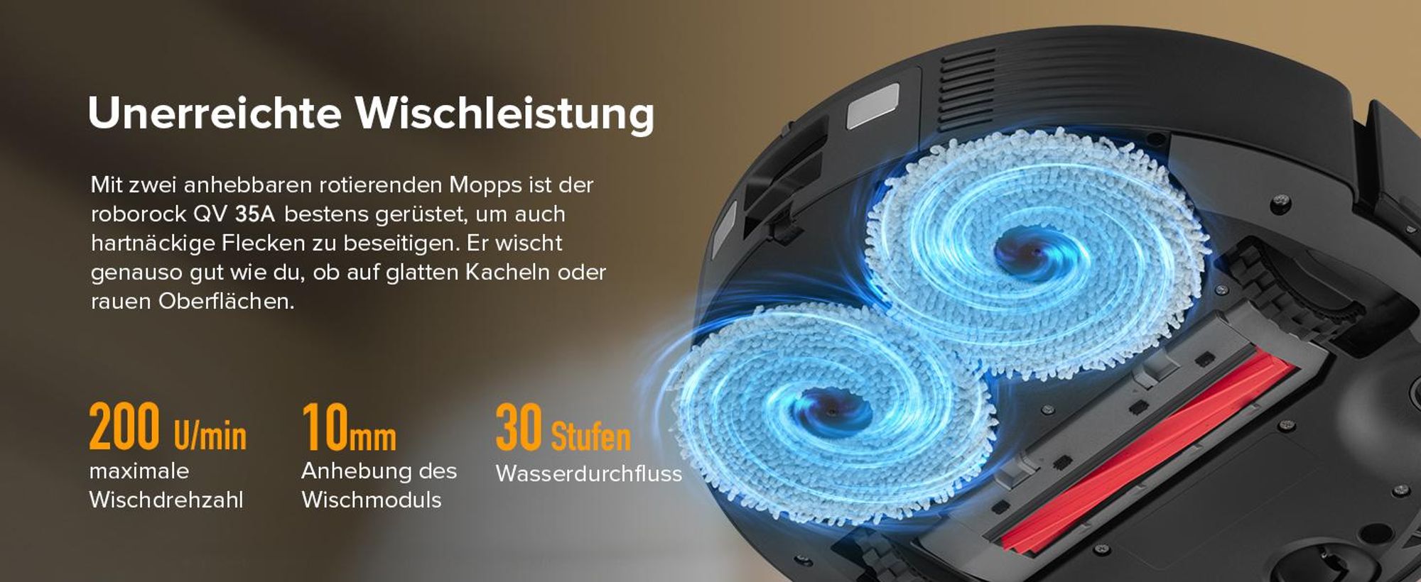 Roborock QV 35A Saugroboter mit Wischfunktion&Hebarem Wischmopp, 8.000pa(Upgrade von Qrevo/Qrevo S/Qrevo plus),Anti-Verfilzungsbürste, All-in-One Dock