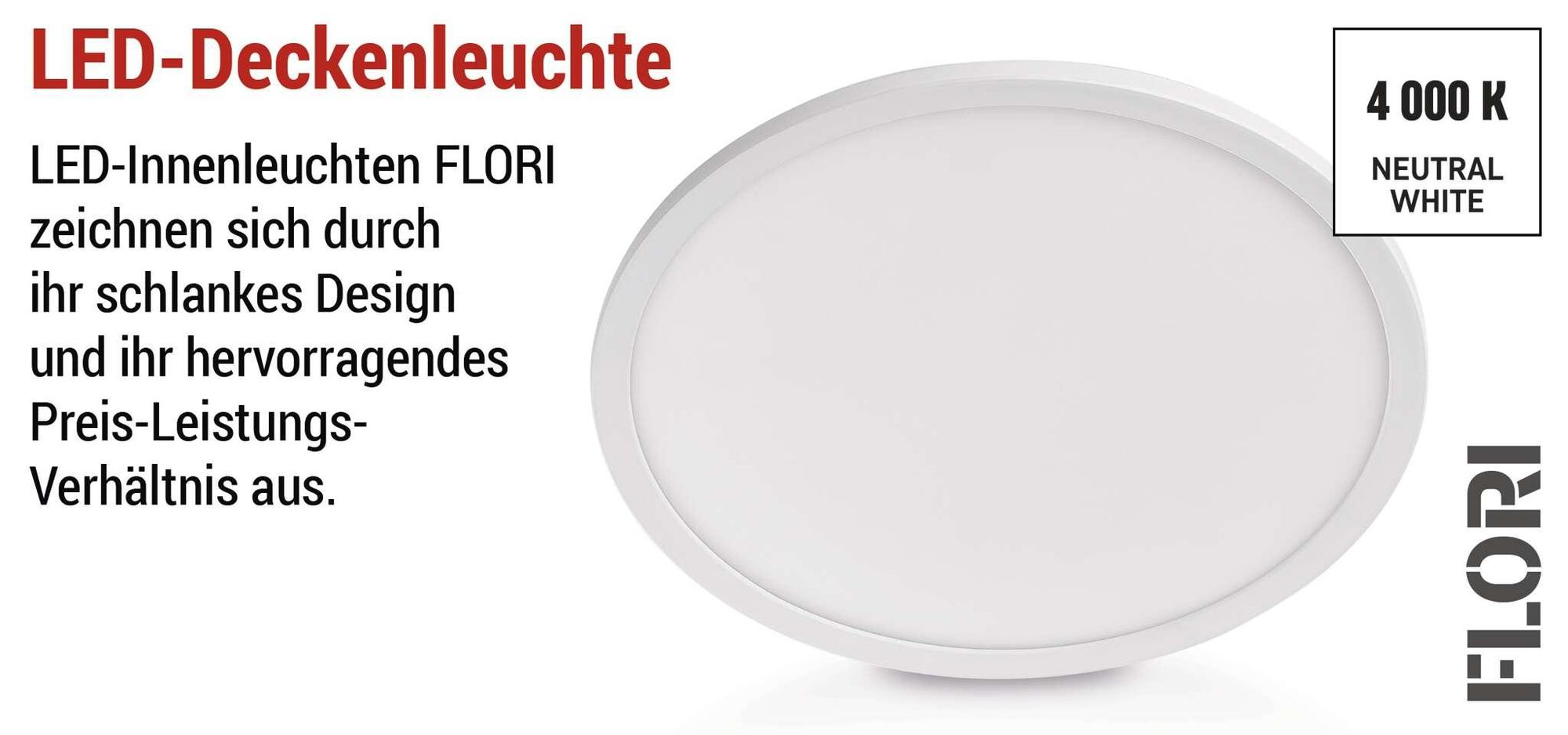 EMOS LED-Wand-/Deckenleuchte FLORI, rund, neutralweiß 4000 K, 1800 lm, 18 W (statt 115W Glühbirne), für Innenbereich, Ø 29,3 cm, weiß