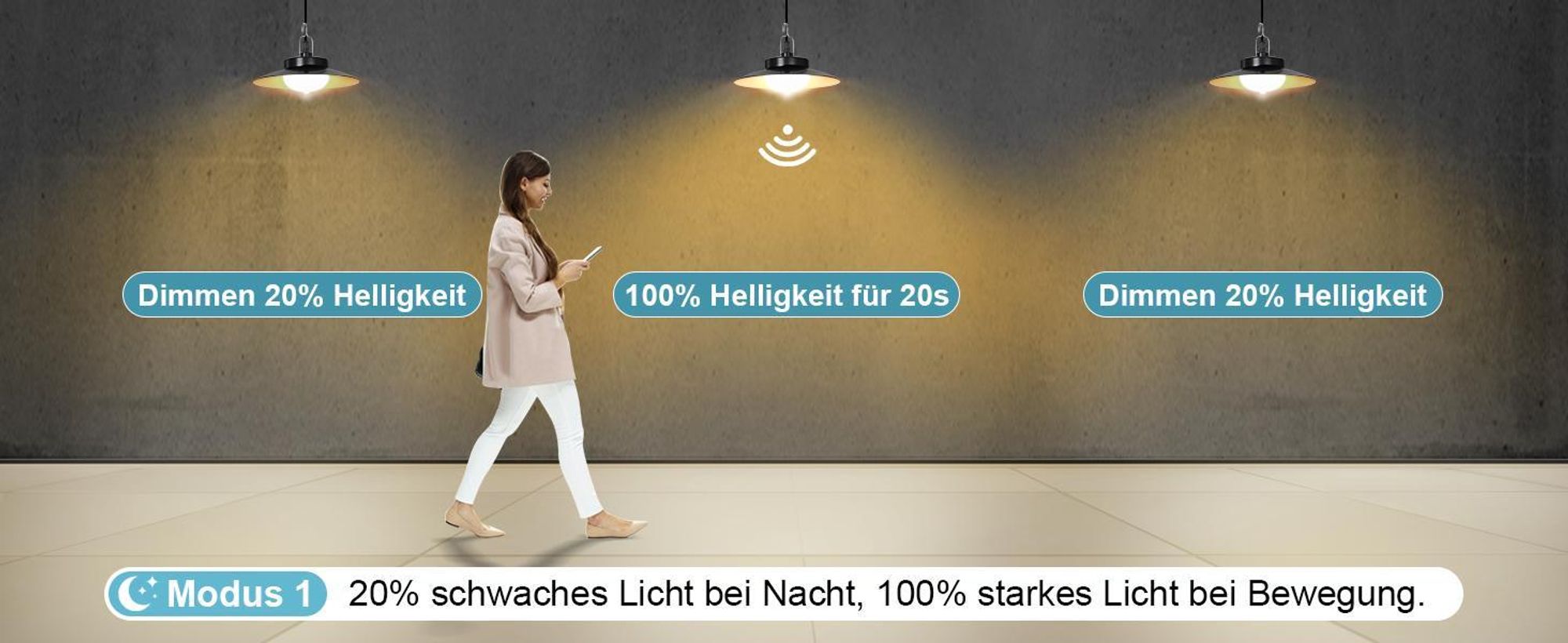 Außen Solarlampe 5 Beleuchtungsmodi mit Bewegungssensor und Fernbedienung Wasserdicht Solar Pendelleuchte Solarleuchte, Warmweiß, 3 Lampe