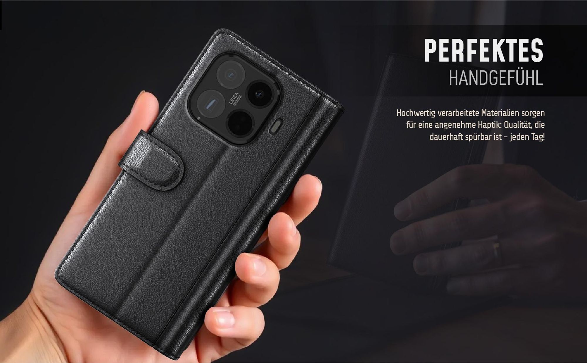 Smartphone Hülle für Xiaomi 17T Pro aus echtem Leder in hochwertiger Verarbeitung