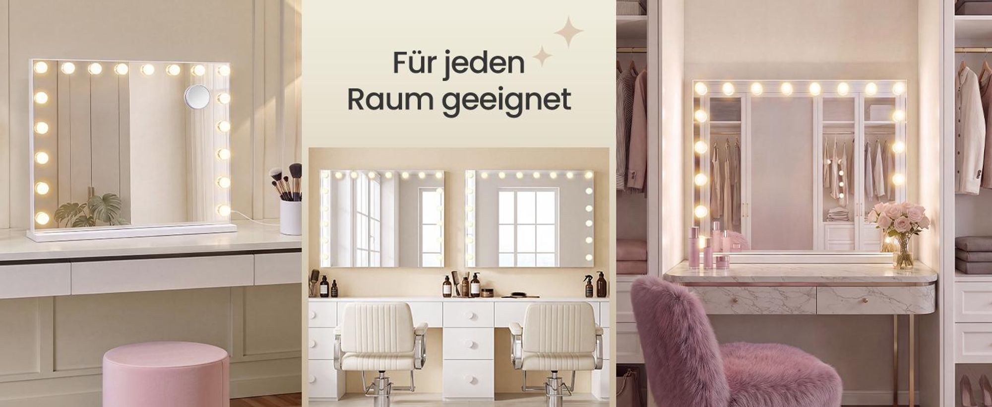 SONGMICS Schminkspiegel mit Beleuchtung Tischspiegel für Schminktisch 62 x 80 x 5,7 cm Weiß