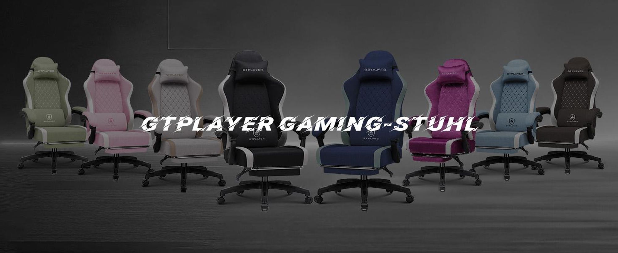 GTPLAYER Gaming Stuhl Ergonomischer, PC Stuhl Atmungsaktiver Stoff, Groß und Hoch Drehbarer Schreibtischstuhl mit Fußstütze, Grün