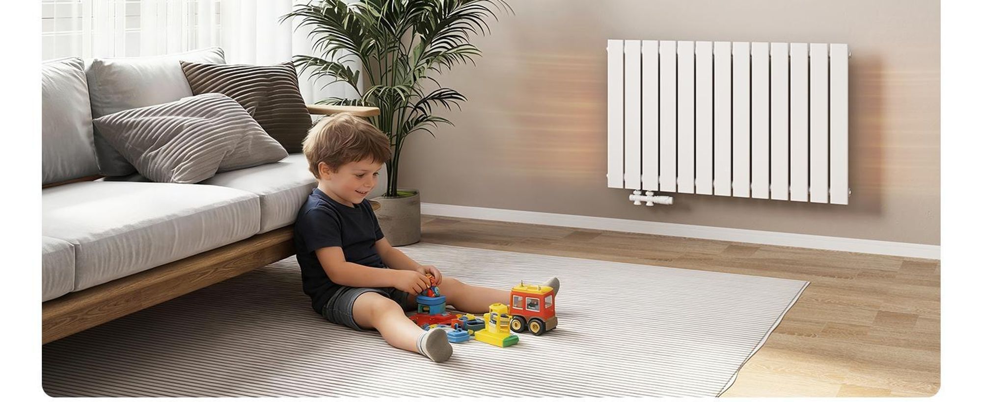 EMKE Design Paneelheizkörper Horizontal 630x616mm 438W Flachheizkörper Weiß Heizkörper Einlagig SPCC-Stahl Seitenanschluss ohne Heizstab