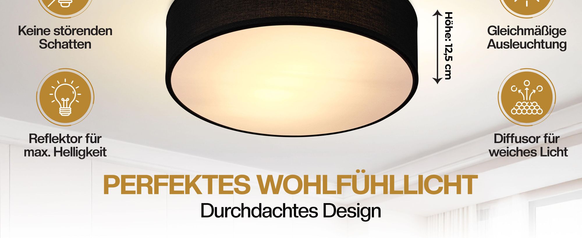 MONZANA Deckenlampe Stoff Wohnzimmer