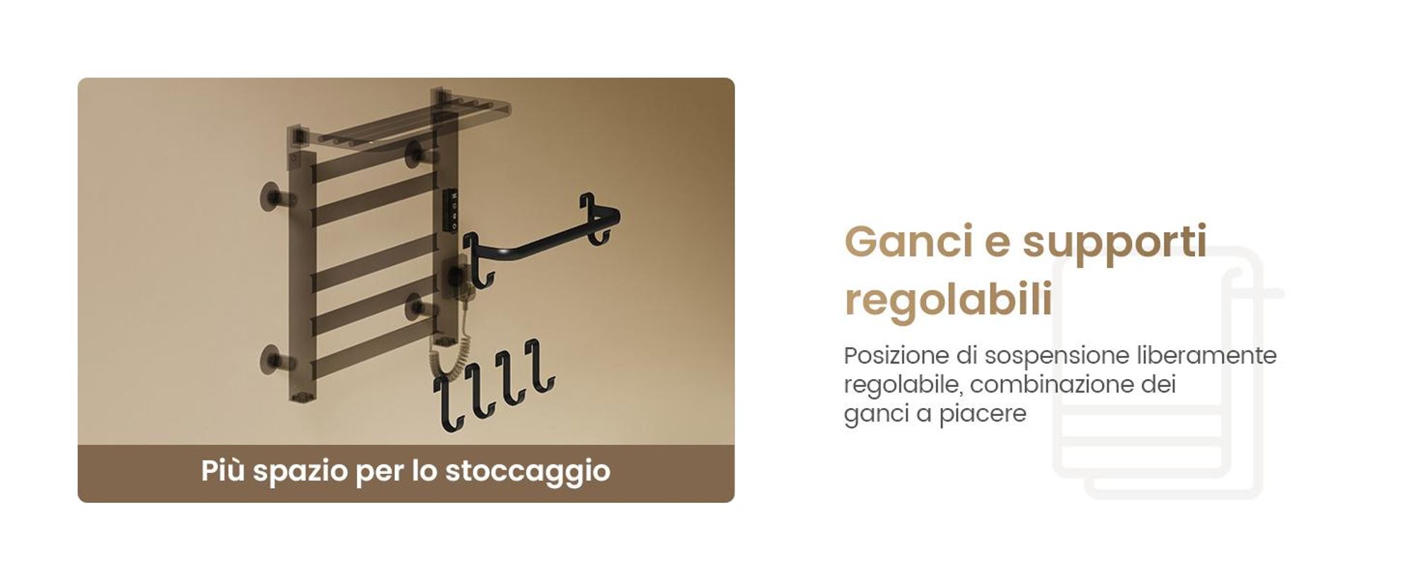 EMKE Scaldasalviette elettrico 500x500 mm, 140W, doppia fila, tubi piatti, ripiano e ganci, WiFi Tuya Alexa, nero opaco