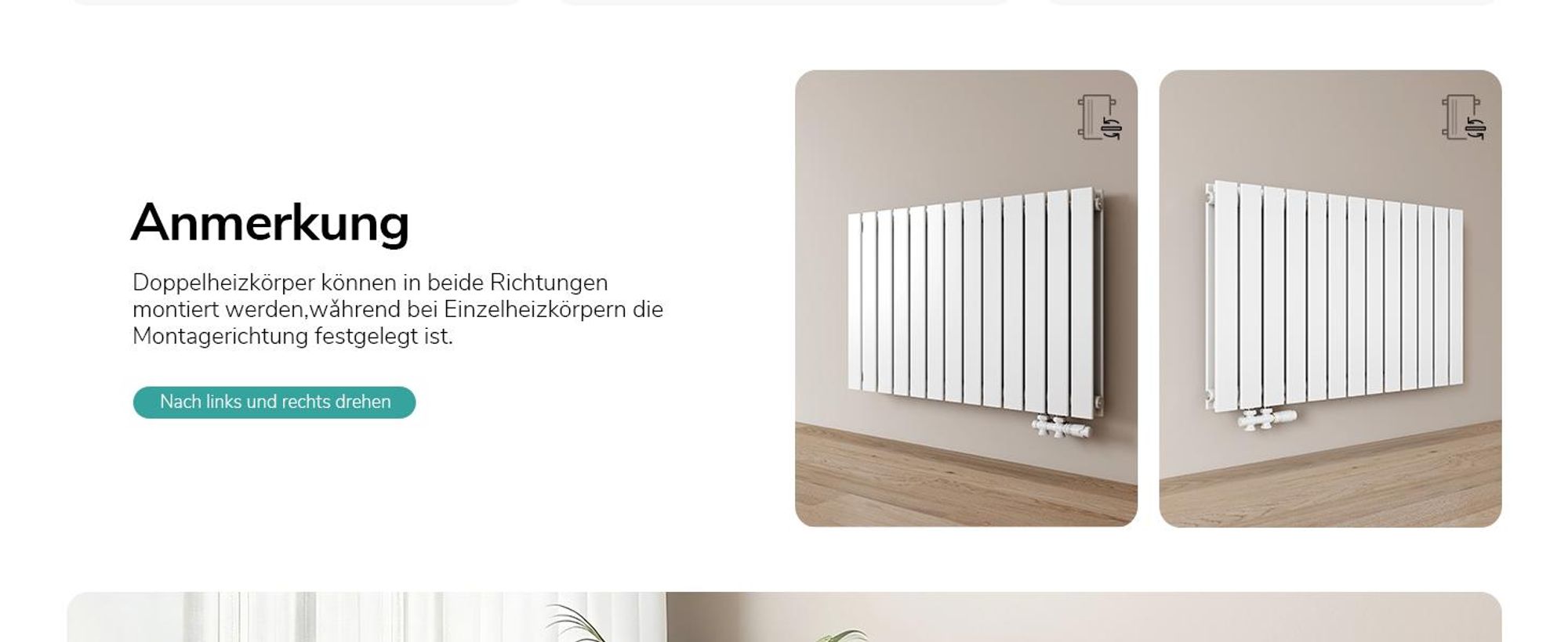 EMKE Design Paneelheizkörper Horizontal 630x1006mm 1308W Flachheizkörper Weiß Heizkörper Doppellagig SPCC-Stahl Seitenanschluss ohne Heizstab