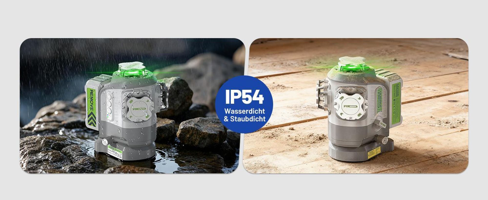 Huepar Pro GS03CG 360 stupňový krížový laser zelený, 8000mAh batéria, mikro nastavenie