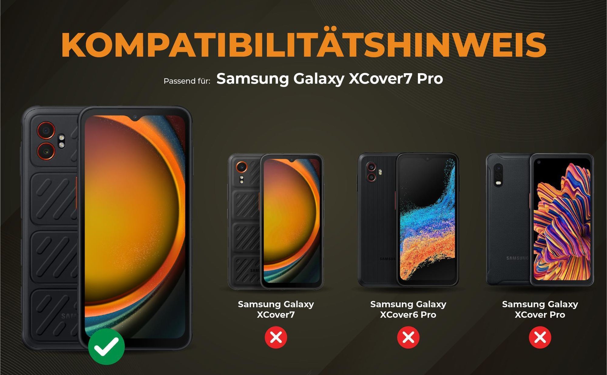Kompatibilitätshinweise Hülle für Samsung Galaxy Xcover7 Pro