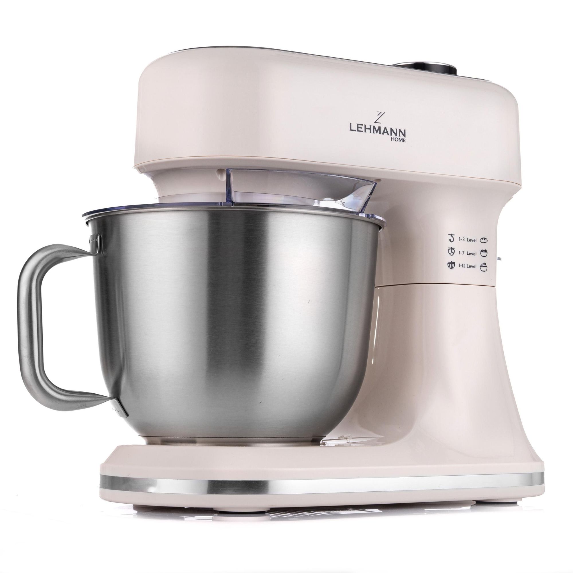 Lehmann Aristo Beż – Robot kuchenny 1500W, misa 5L, 12 biegów, wyświetlacz LCD, funkcja fermentacji, waga, BPA Free, 4 programy, LHOPM-1505