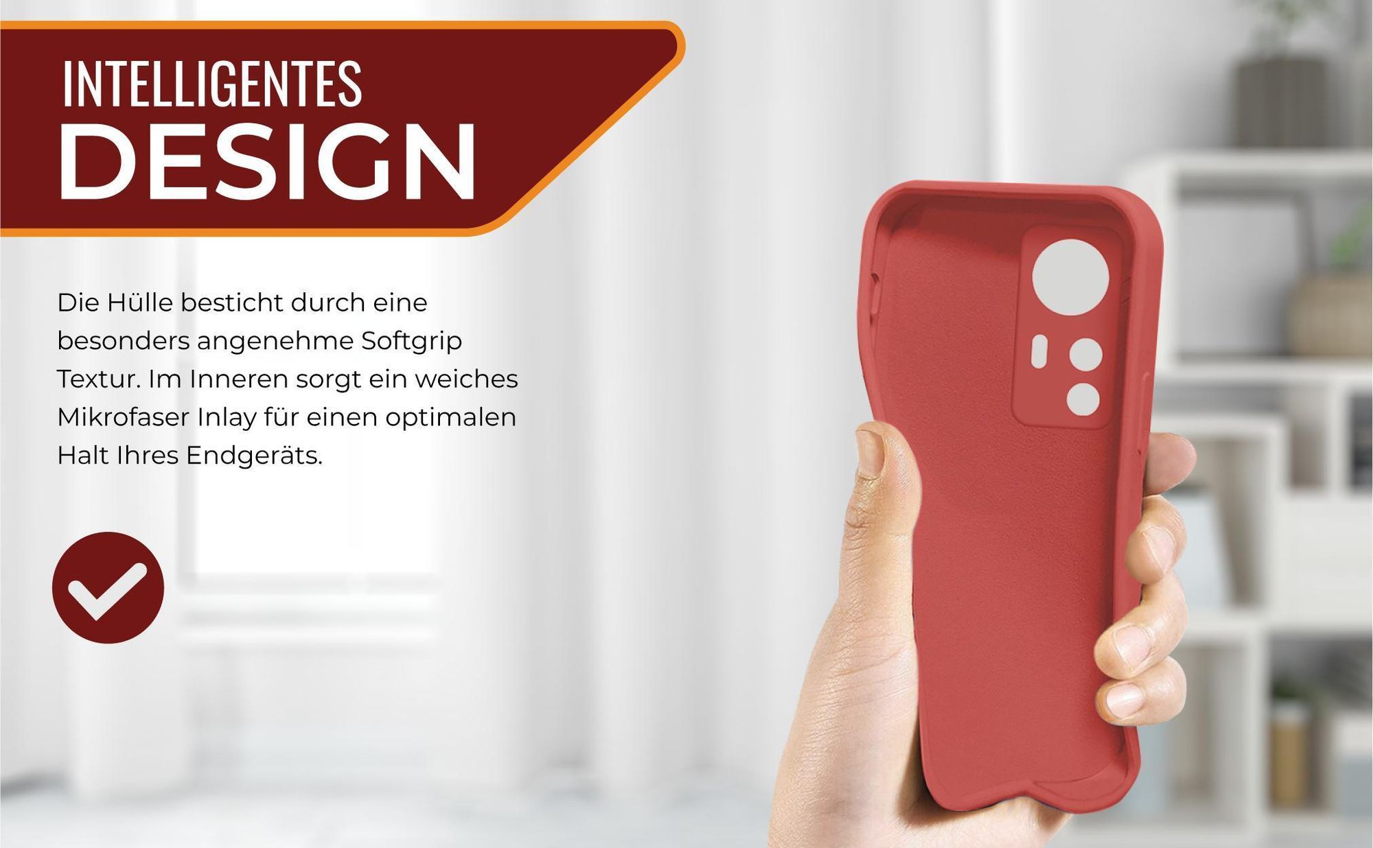 Slimcover in Rot für Xiaomi 12 Lite mit Mikrofraser Inlay