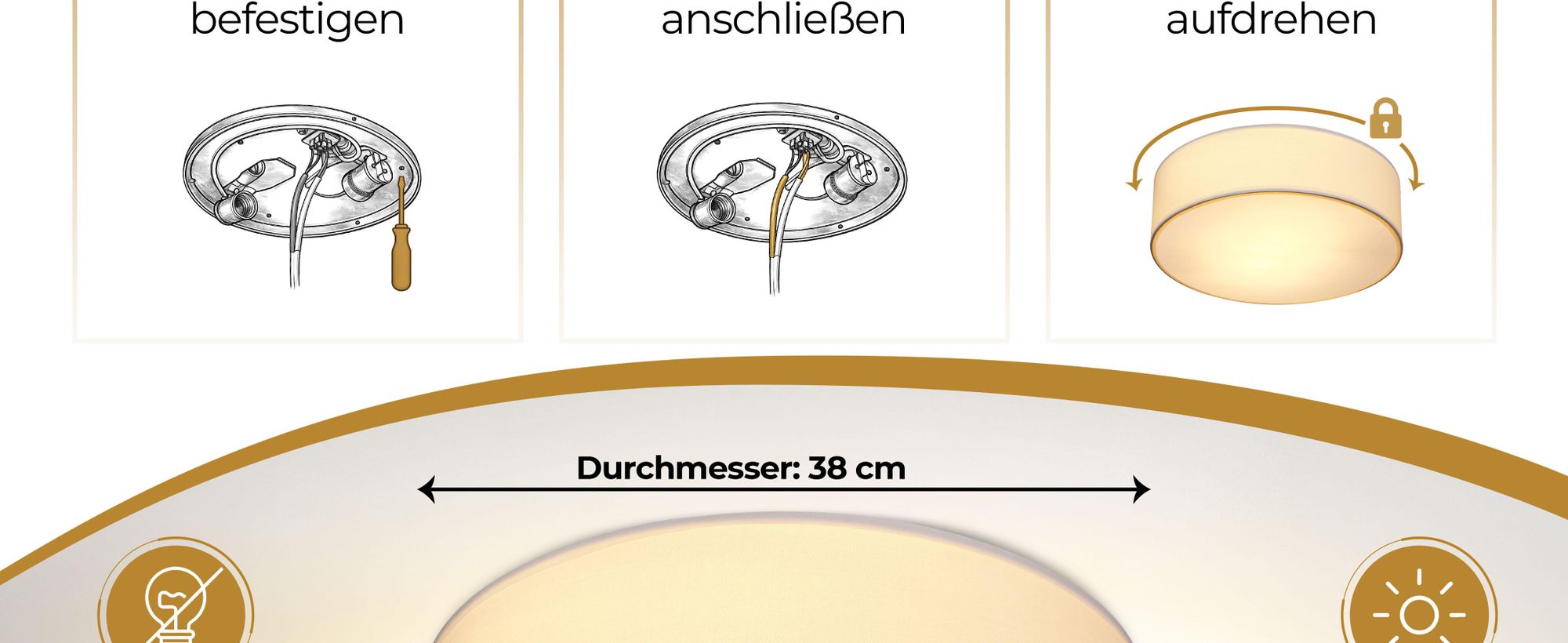 MONZANA Deckenlampe Stoff Wohnzimmer