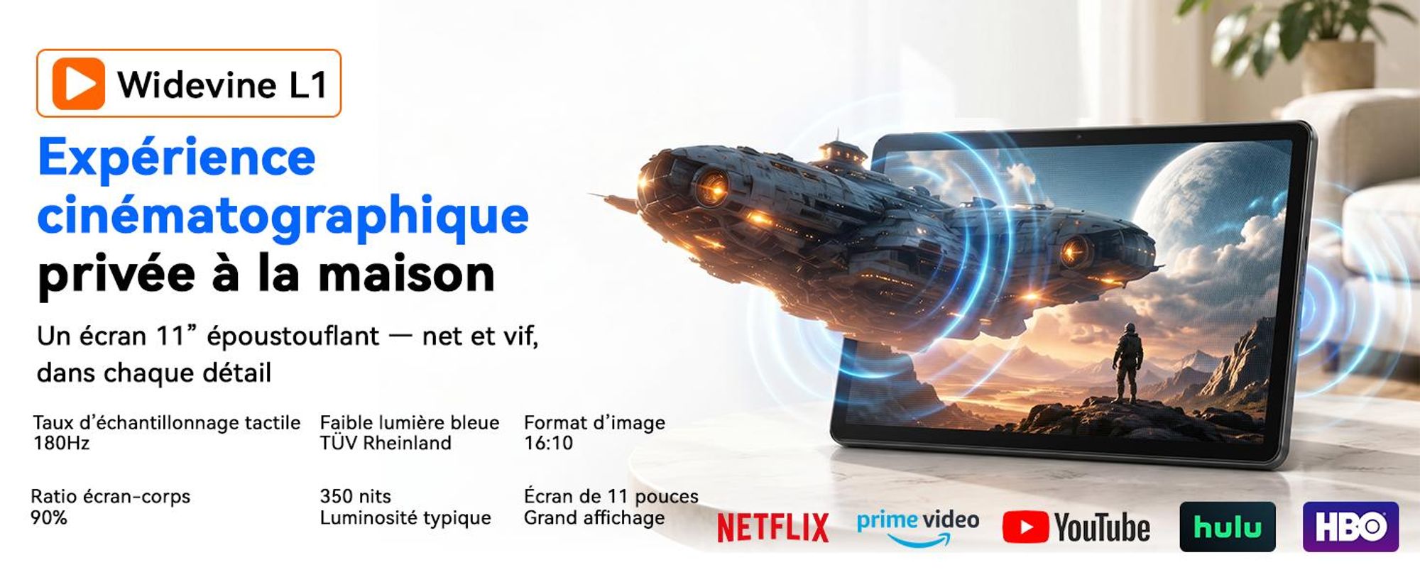 Tablette TABWEE T70 de 11 pouces, 32 Go (8 Go RAM + 24 Go stockage) + 256 Go de stockage, Android 16, batterie de 8000 mAh, Bluetooth 5.0, reconnaissance faciale, Widevine L1, Rheinland. Livrée avec un clavier, une souris et un stylet
