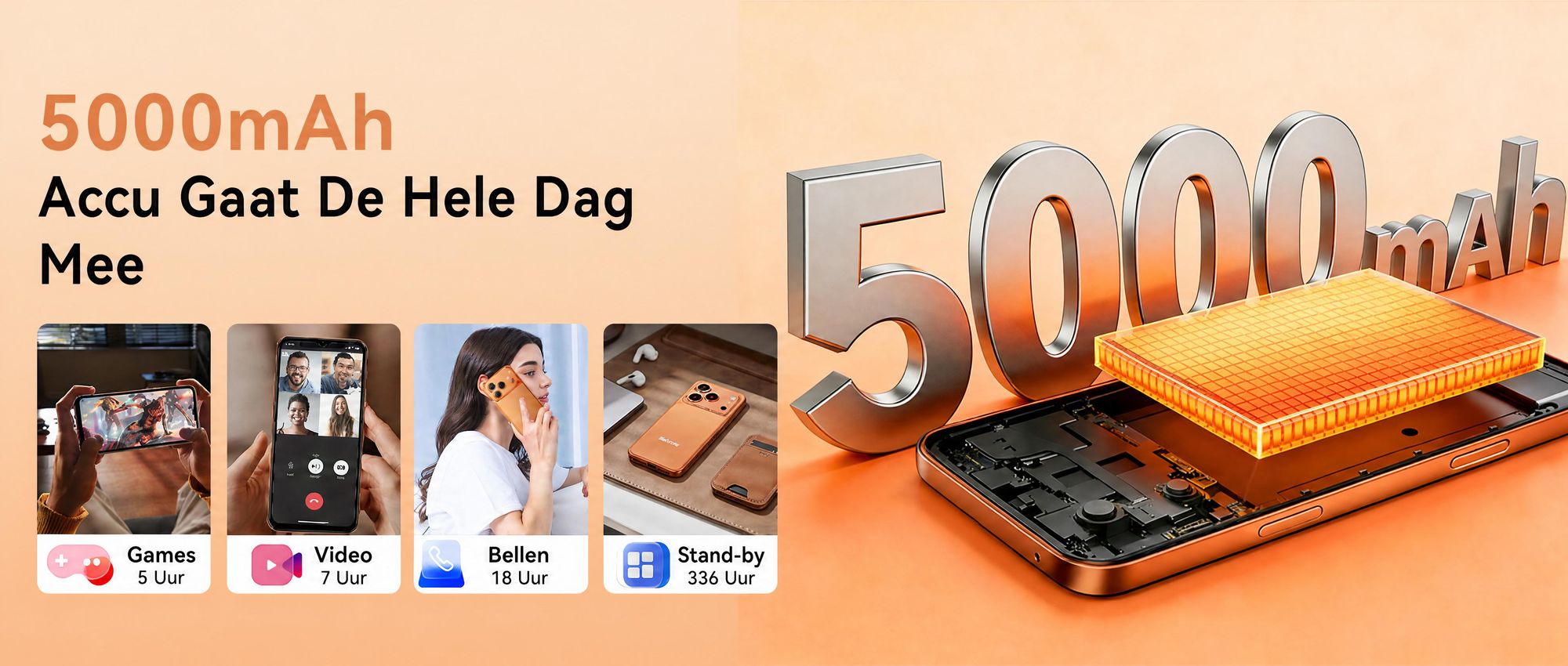 Blackview WAVE 7C smartphone, zonder abonnement, 6,56 inch, Android 16, 16GB + 64GB/2TB (TF-kaart), gezichtsherkenning, 5000mAh batterij, 32MP camera, dual-SIM, WiFi 5, IP54 (stof- en spatwaterdicht)