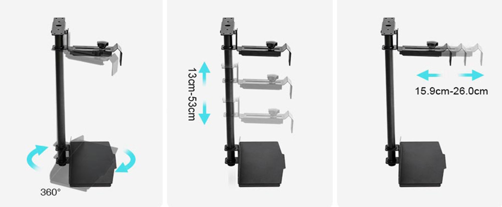 EUREKA ERGONOMIC PC Halterung Verstellbar Höhe und Breite 360° Drehbar Computer Ständer Untertisch Computerhalterung
