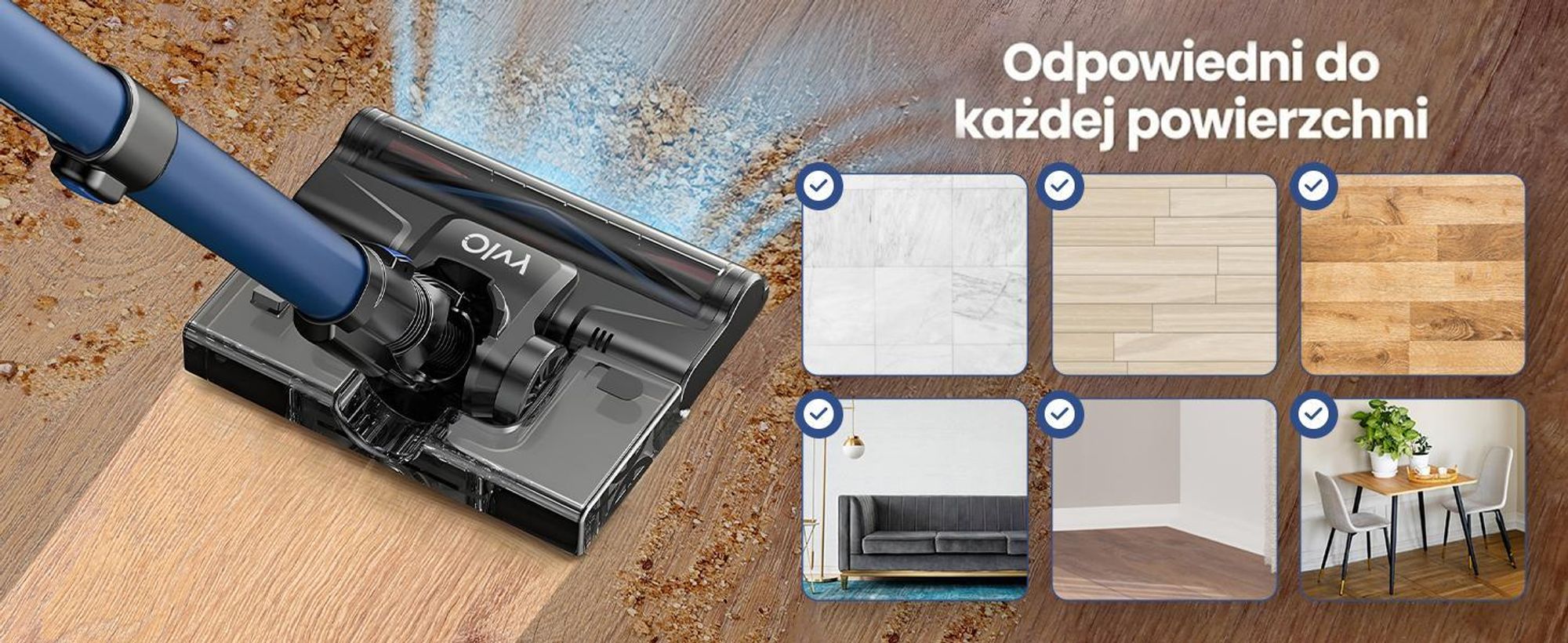 Odkurzacz akumulatorowy Olvy z funkcją wycierania - Odkurzacz akumulatorowy bez worka z filtrem HEPA, wyświetlaczem LED i akcesoriami - Idealny do twardych podłóg i dywanów